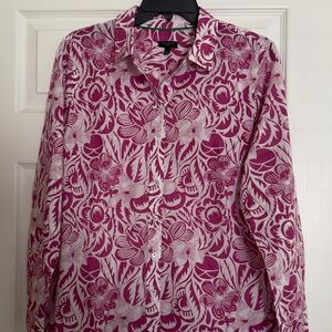 Talbots Pink Floral Button-Front Women's Shirt L Petite